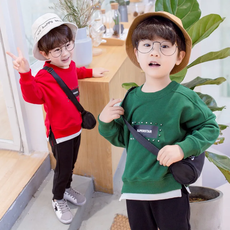 2018 Spring Autumn New Fashion Boys Long Sleeved Pullover Cotton Casual Shirts Trousers Clothings Suits Popular Tidal |
