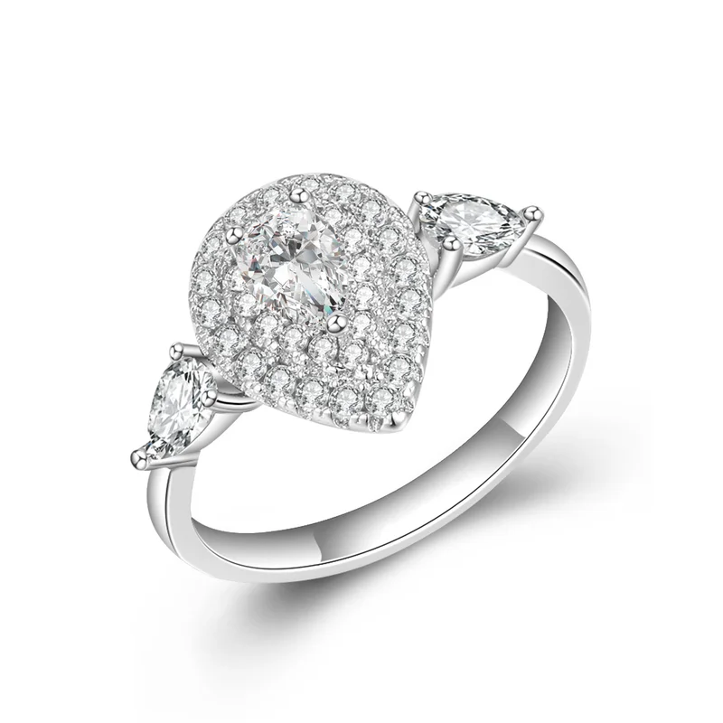 Оригинальное высококачественное роскошное розовое кольцо в форме капли с