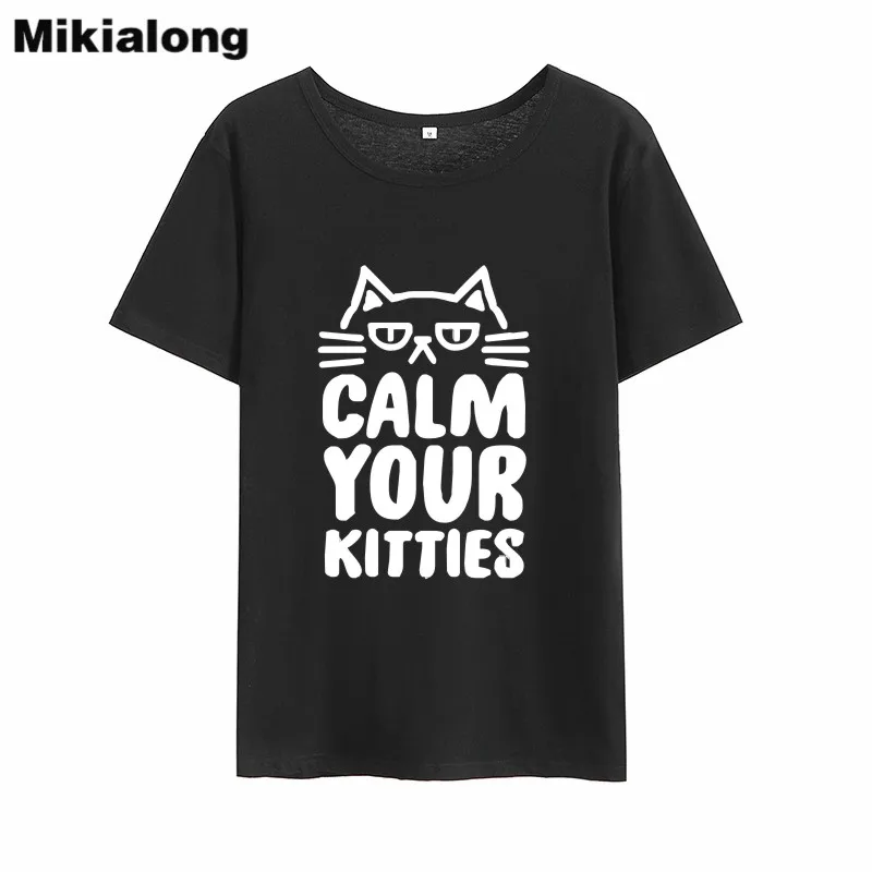 OLN Cat футболка Женская Harajuku Kawaii летняя Femme 2018 корейский стиль с круглым вырезом