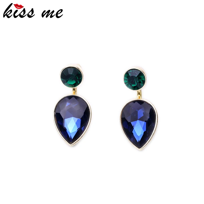 Женские Висячие серьги со съемными темно синими кристаллами новинка 2016 модные