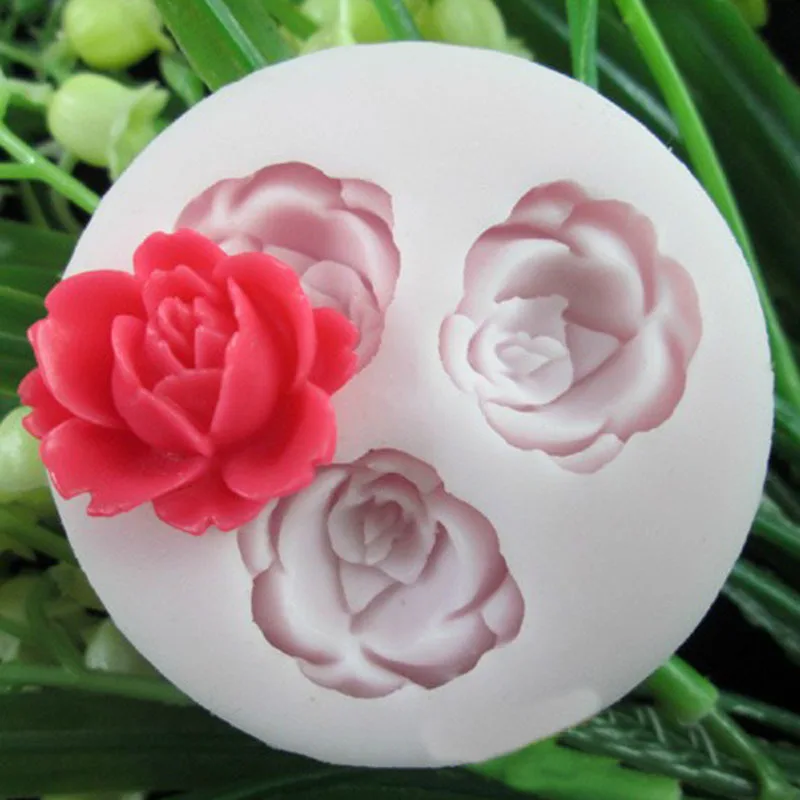 Кухня сделай сам разные цвета 3D роза цветы Fondant (сахарная) пресс для украшения
