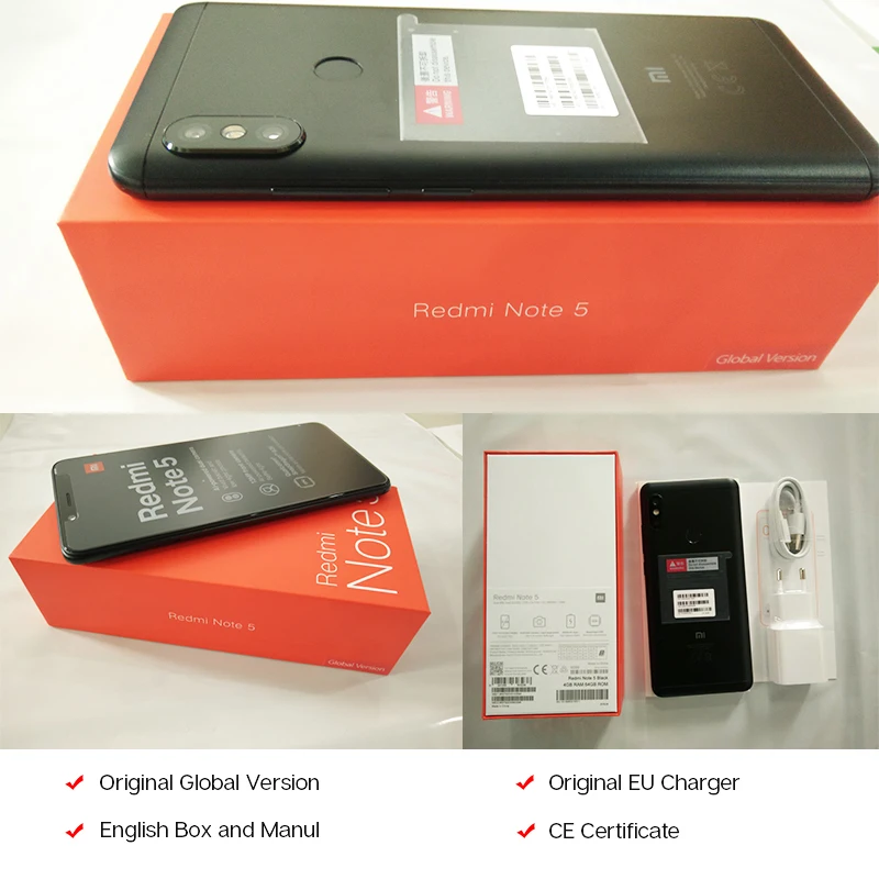 Смартфон Xiaomi Redmi Note 5 4 Гб + 64 ГБ полный экран 99 дюйма Snapdragon 636 4G LTE двойная камера 4000