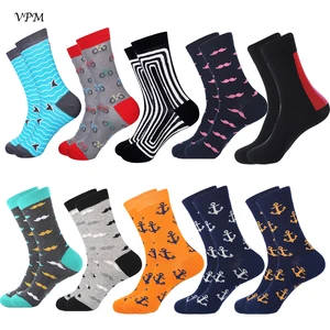 VPM 10 парлот красочный хлопок Мужские носки смешные счастливых Акула усы якорь Crazy Harajuku одежда для свадьбы, дня рождения подарок