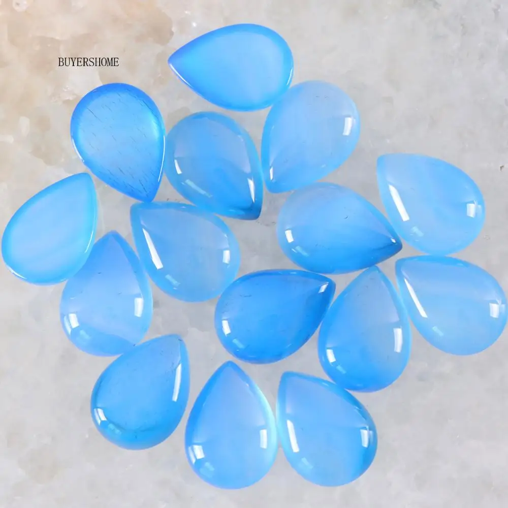 

BUYERSHOME 10Pcs 13x18MM Natural Stone Blue Onyx No Drilled Hole Water Drop Cabochon CAB Bead For DIY Jewelry Making Ring K800