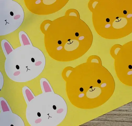 720 stickers/lot rabbit bear pattern self-adhesive paper label sticker for gift , Item No.TK43