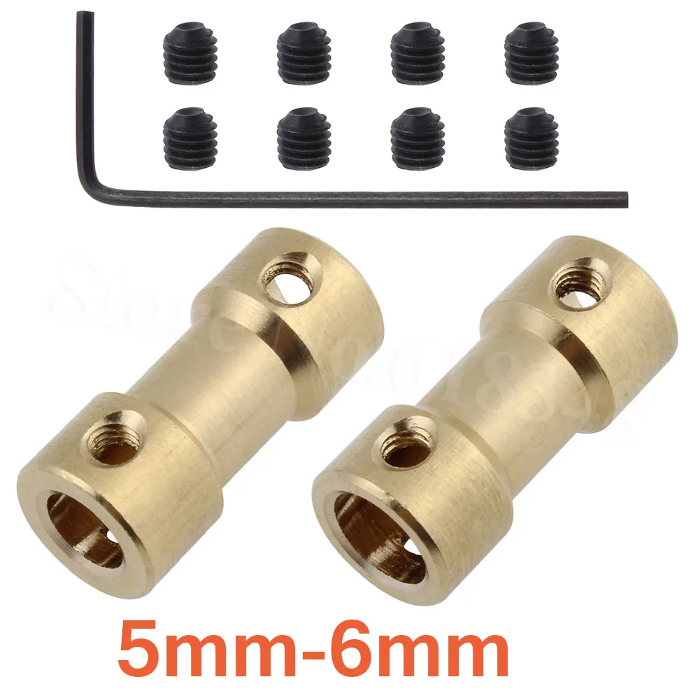 5mm-6mm 2 шт./лот 24 размера вал двигателя Соединительная муфта Соединительный рукав адаптер латунный Трансмиссия шарнир для RC лодки автомобиля самолета DIY - Цвет: 5mm-6mm