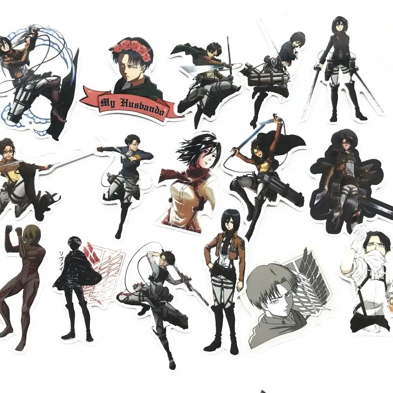21 Шт. Атака на Титана Микаса Леви Эрен Игры Аниме Наклейка бомба Чемодан