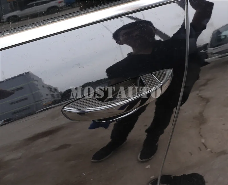 Для VW Touareg углеродное волокно дверная ручка автомобиля накладка 2011- 8 шт