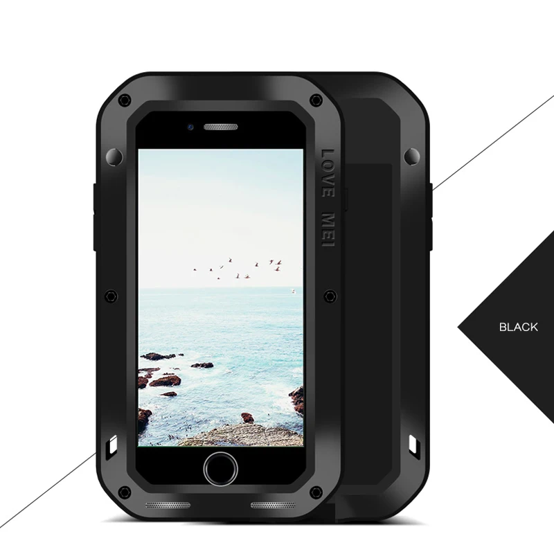 Для iPhone 7 LOVE MEI Life водонепроницаемый металлический чехол для 8 X SE 5 5c 6 Plus защитный