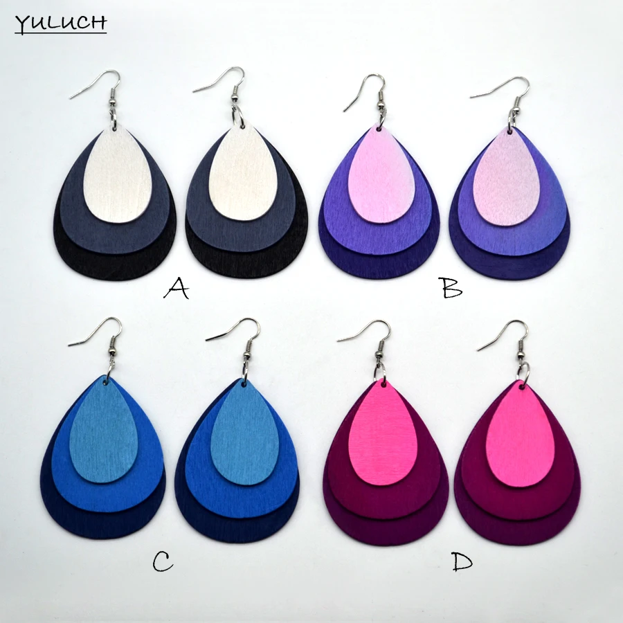 Очаровательные Деревянные серьги в виде цветка аксессуары для сережек три цвета