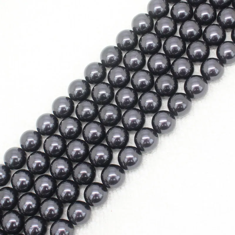 Оптовая продажа 8-14 мм красивый черный жемчужный Круглый свободный Beads15 &quot/38 см