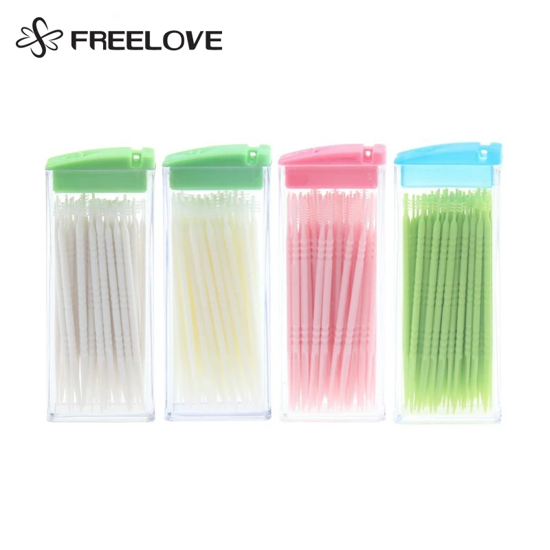 5 Packs Portable Toothpicks Plastic 50 pcs Plus Brush In Clear Case Korean Eco-friendly No Smell Toothpick Free Shipping | Дом и сад