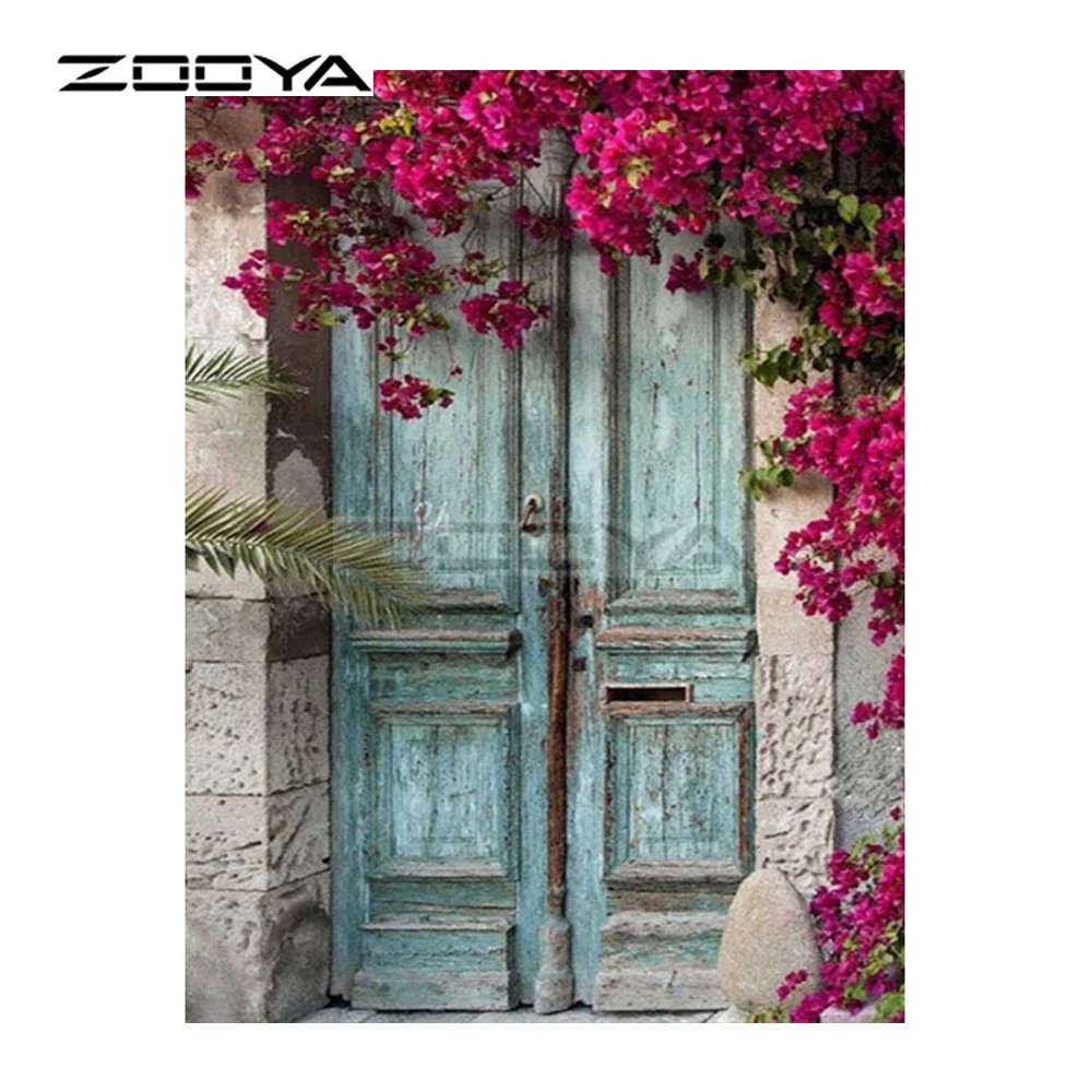 ZOOYA 5D DIY Алмазная вышивка пейзаж дверь цветы алмазная Картина Вышивка крестом