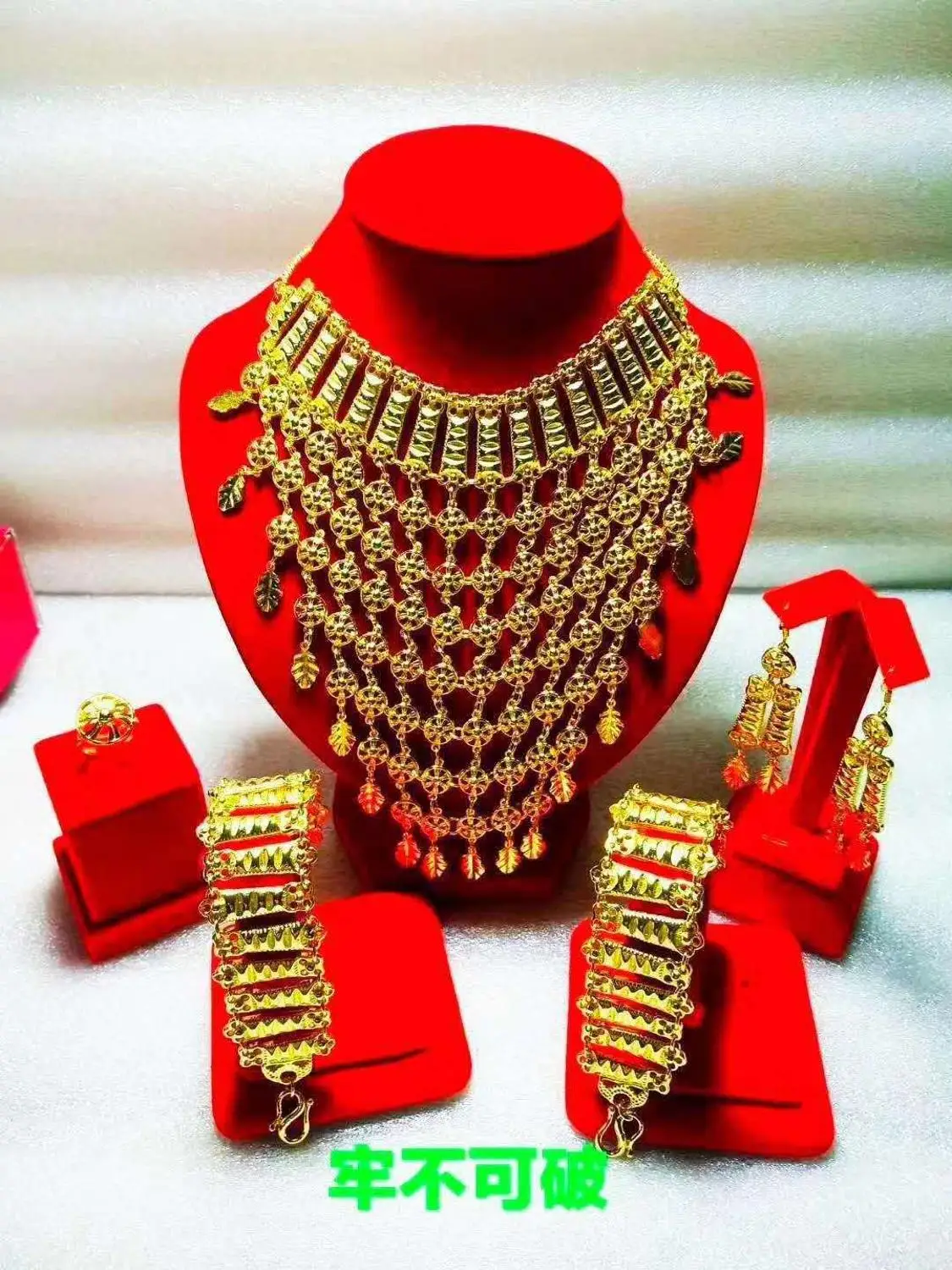 Yulaili золото-цвет роскошный атмосферный дизайн ожерелье браслет серьги кольцо Свадебные Ювелирные наборы окно ювелирных изделий дисплей