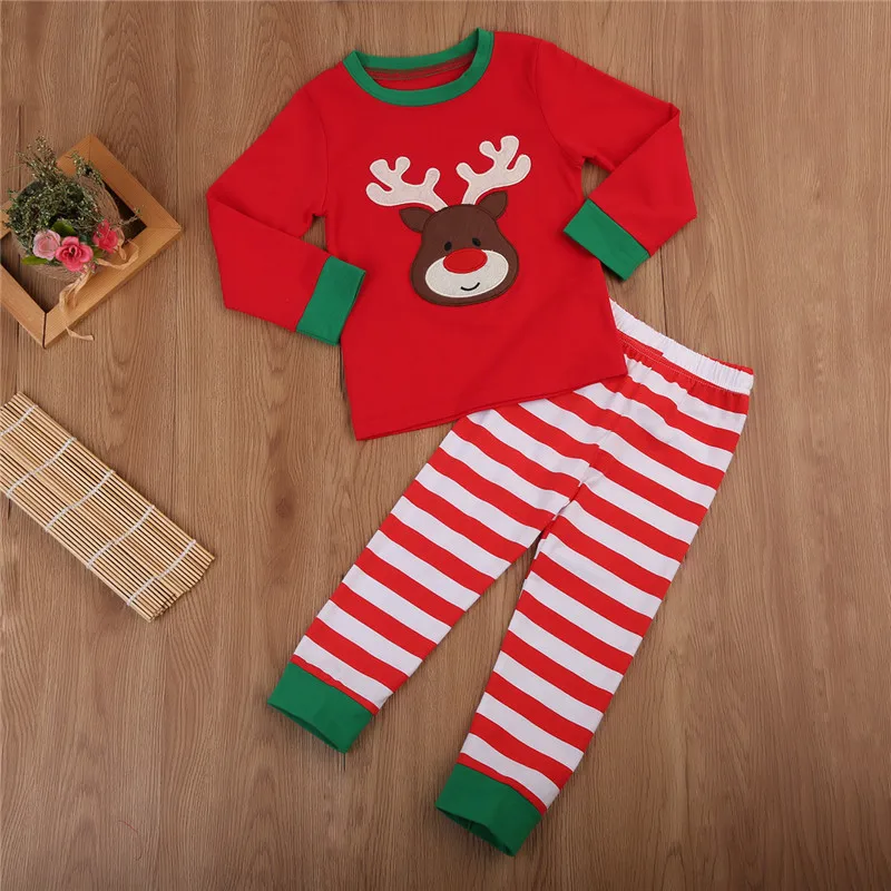 2018 Симпатичные рождественские детские пижамы для маленьких девочек верх +