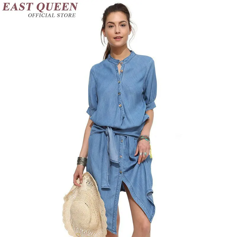 Женское длинное платье рубашка KK1219 Синее джинсовое 2018|dress jeans|denim dresses womendenim dress |