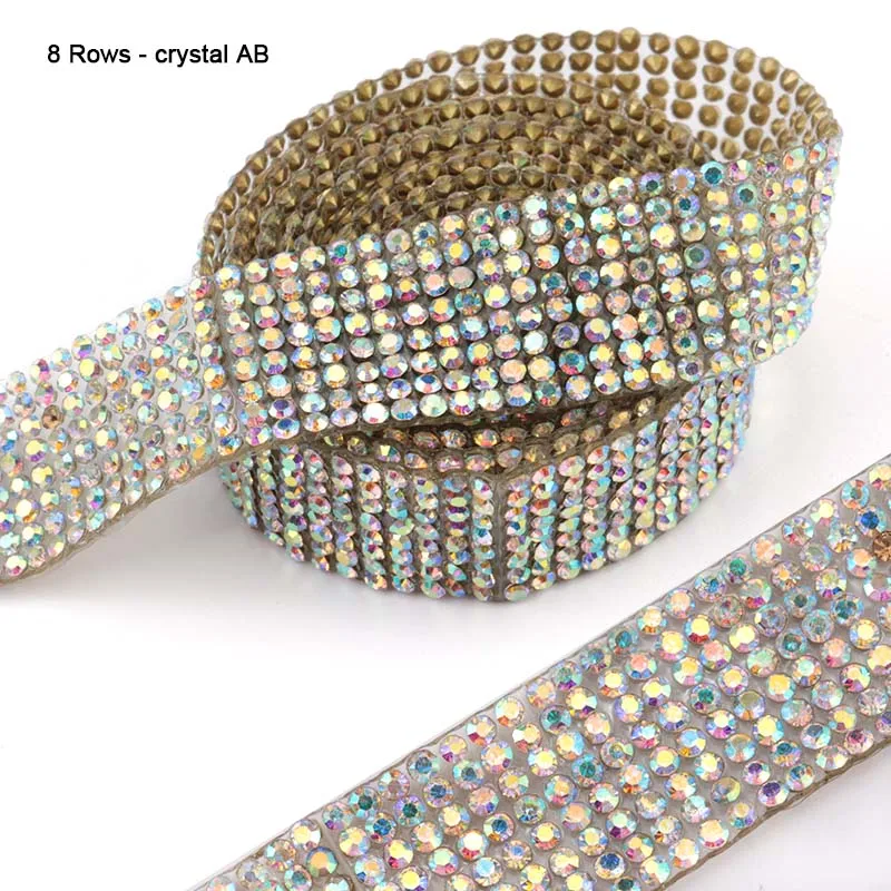 16mm crystal AB 1 ярд швейная отделка орнамент из кристаллов Стразы горячей фиксации горный хрусталь лента аппликатор лента со стразами железо на аппликации для платьев - Цвет: 16mm crystal AB