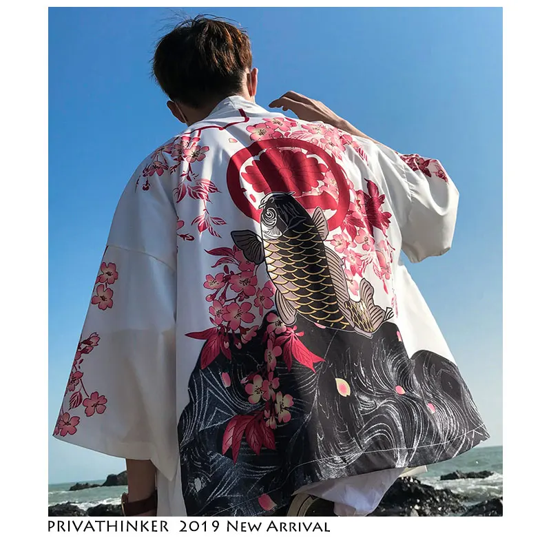 Privathinker мужская куртка кимоно с принтом уличная 2019 Мужская Солнцезащитная одежда