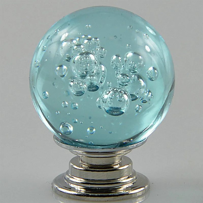 JD 30MM Single Hole European Lake Blue Bubble Ball Drawer Closet Handle Aluminum Base K9 Crystal Furniture Hardware | Обустройство