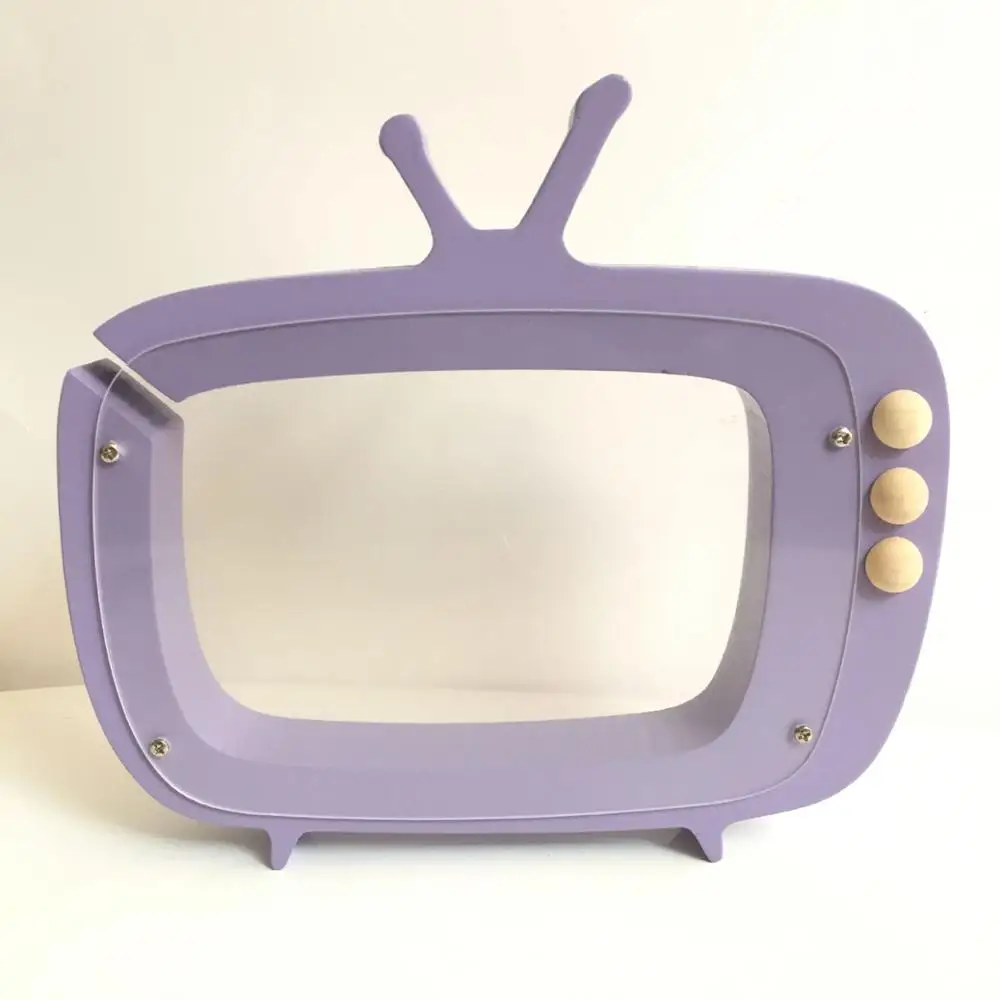 Purple Деревянный Телевизор коробки для денег Ins скандинавские копилки деревянные денежные банки игрушки для детей Детская гостиная украшения конфеты цвет Spaarpot - Цвет: Purple