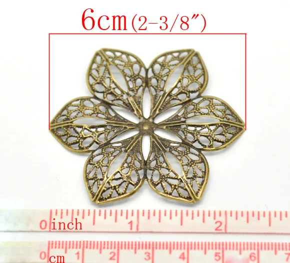 Новая мода 30 бронзовый тон филигранные цветочные обертки разъемы 6x5.3cm|connector lock|wrap