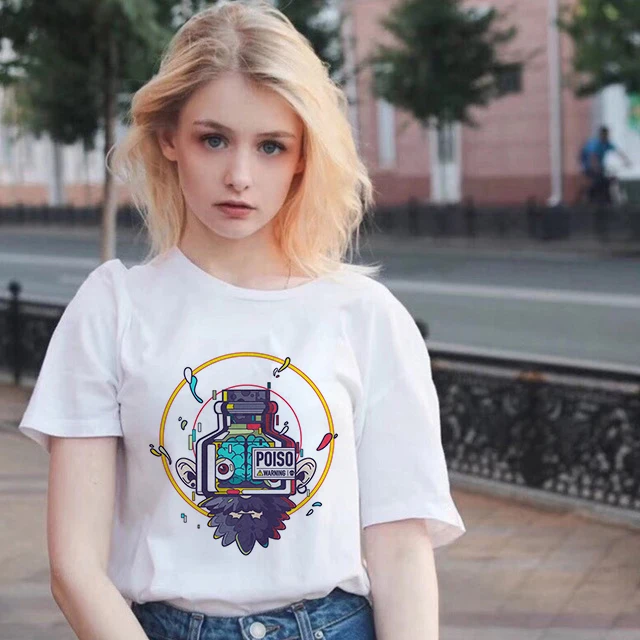 Модная Новая женская футболка Веселая с короткими рукавами и принтом граффити