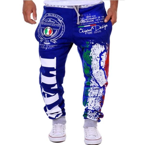 

2017 fashion cotton men's casual pants explosion models sweat pants Italian flag print design casual pants