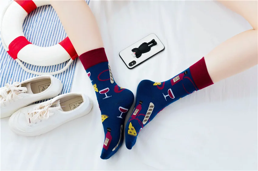 New Unisex Men Women Art Painting Fruit Socks Cotton Fashion Socks Winter Warm Crew Socks Harajuku Funny Socks Cute High Hosiery