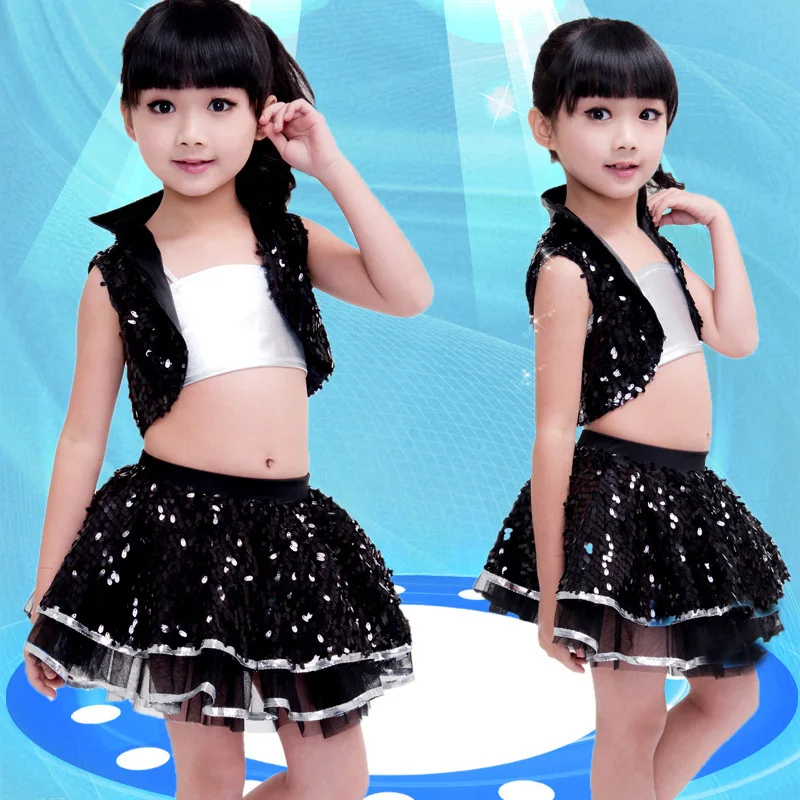 Костюм джазовый для девочек детский танцевальный костюм в стиле хип хоп с