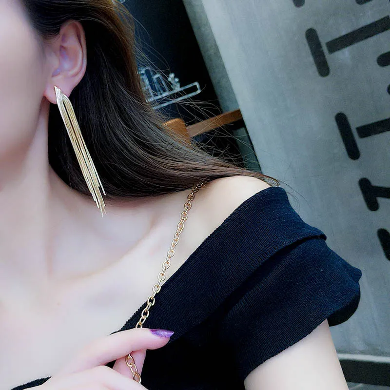 Новые Личность Длинные серьги-капли для женщин девочек цвет золотистый женские