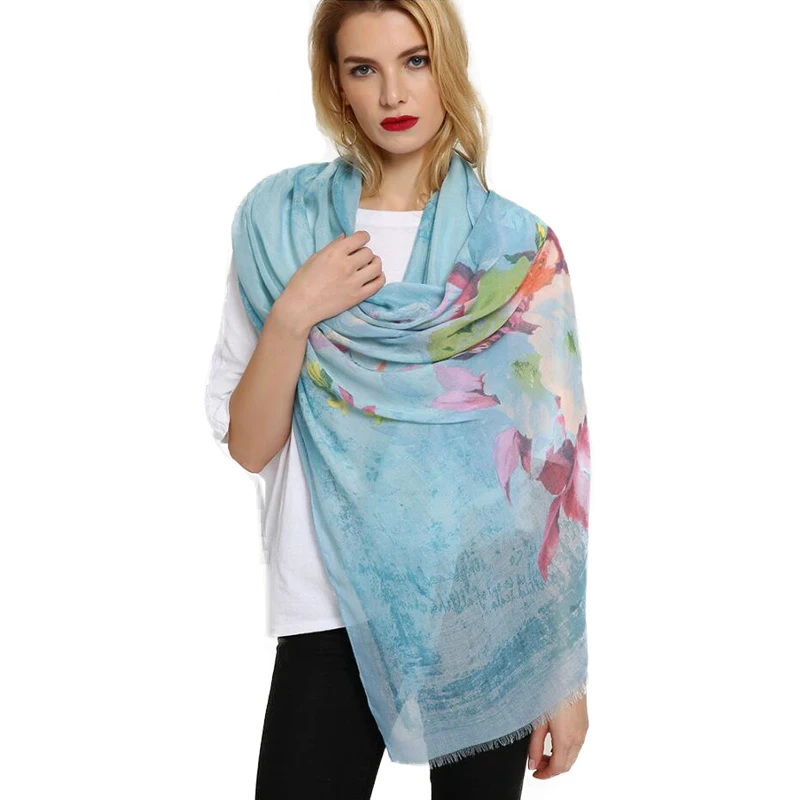 Женские Длинные хлопковые шарфы FS Foulard шарф большого размера с цветочным принтом