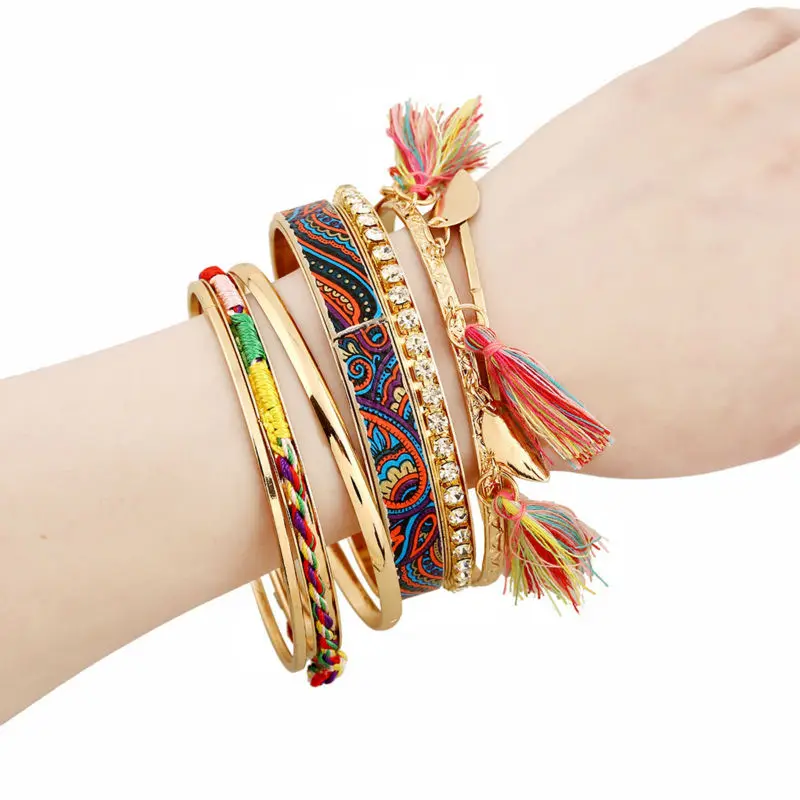 Женский браслет и в стиле бохо цветной золотого цвета с кисточками|bracelets & bangles|bangle