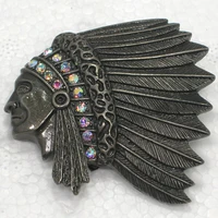 indians chief head brooch ab rhinestone pin brooches c703 f5
