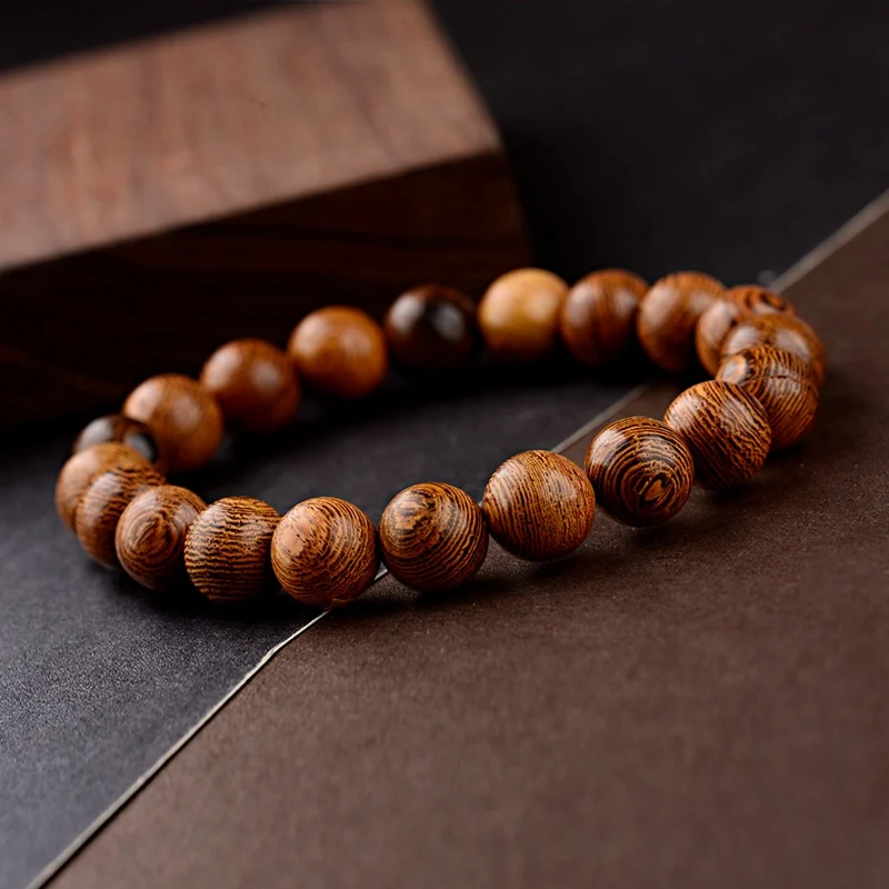 

OIQUEI 2019 10mm Natural Wood Beads Yoga Bracelet Men Elastic Buddhist prayer Buddha Bracelets&Bangles Jewelry pulsera hombre