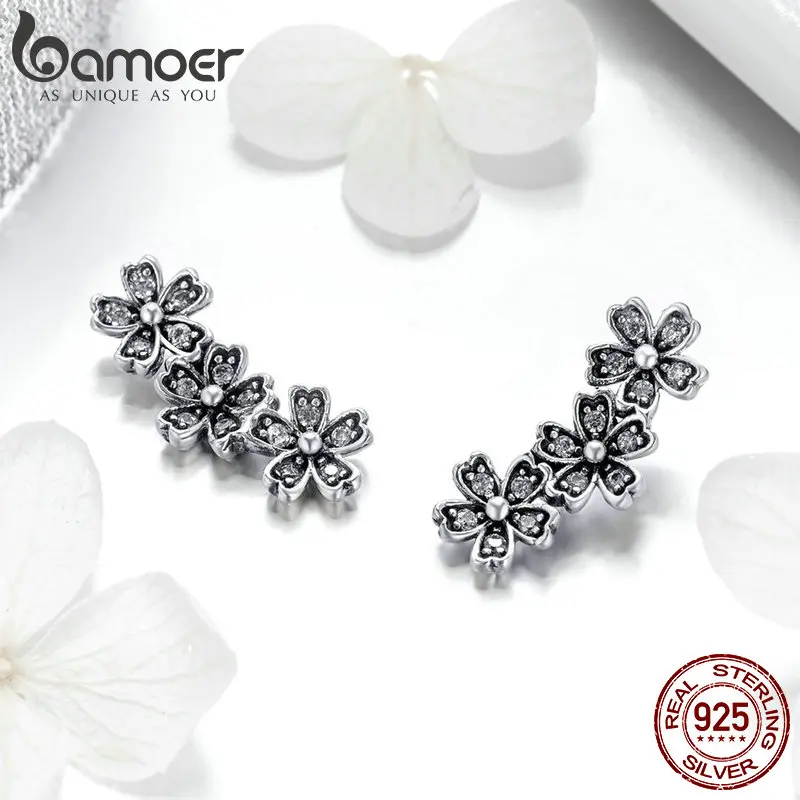 Женские серьги-гвоздики из стерлингового серебра 925 пробы с цветком маргаритки