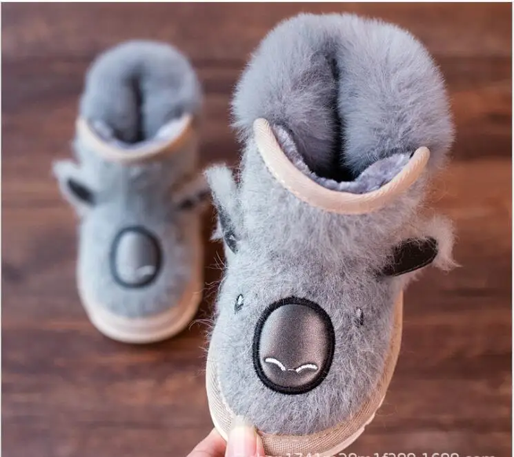 2018 winter children's wool boots cartoon warm snow soft bottom non-slip breathable rabbit hair cotton |