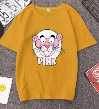 Летняя женская футболка с принтом Розовая пантера свободная повседневная harajuku