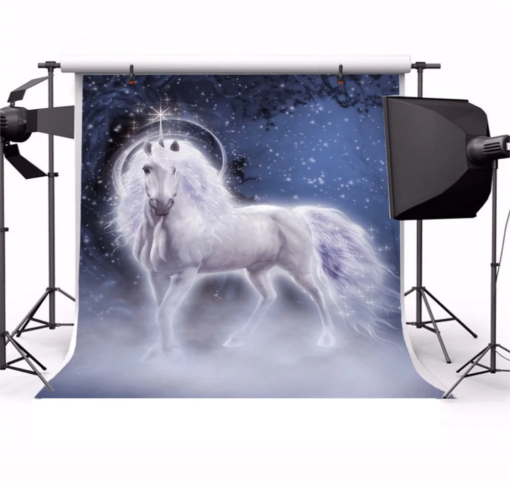 Laeacco Dreamy Unicorn Party Stars Light Bokeh Baby Photography Backgrounds Customized Photographic Backdrops For Photo Studio |