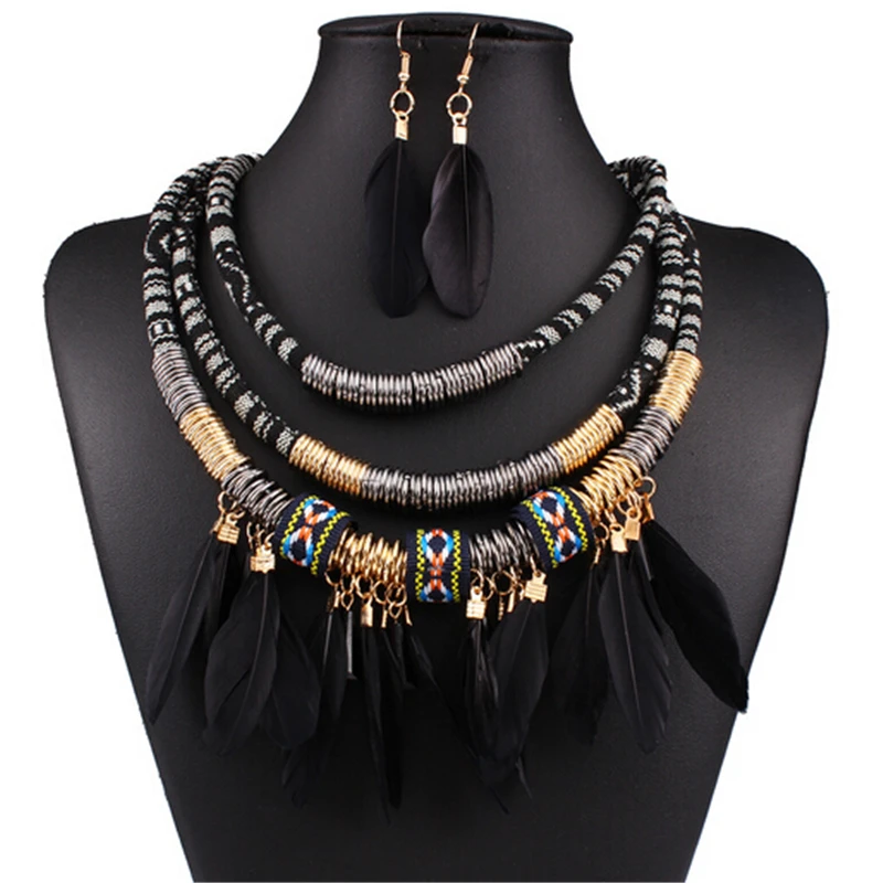 Набор украшений в этническом стиле многослойные ювелирные украшения с красными