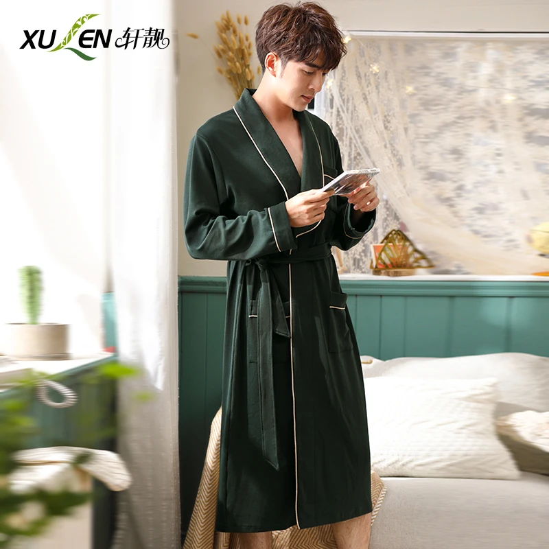 Мужской хлопковый Халат весенний халат плюс размер одежда для сна и отдыха