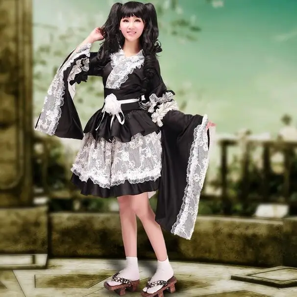 Костюм японской горничной аниме для косплея на Хэллоуин пикантное кимоно платье