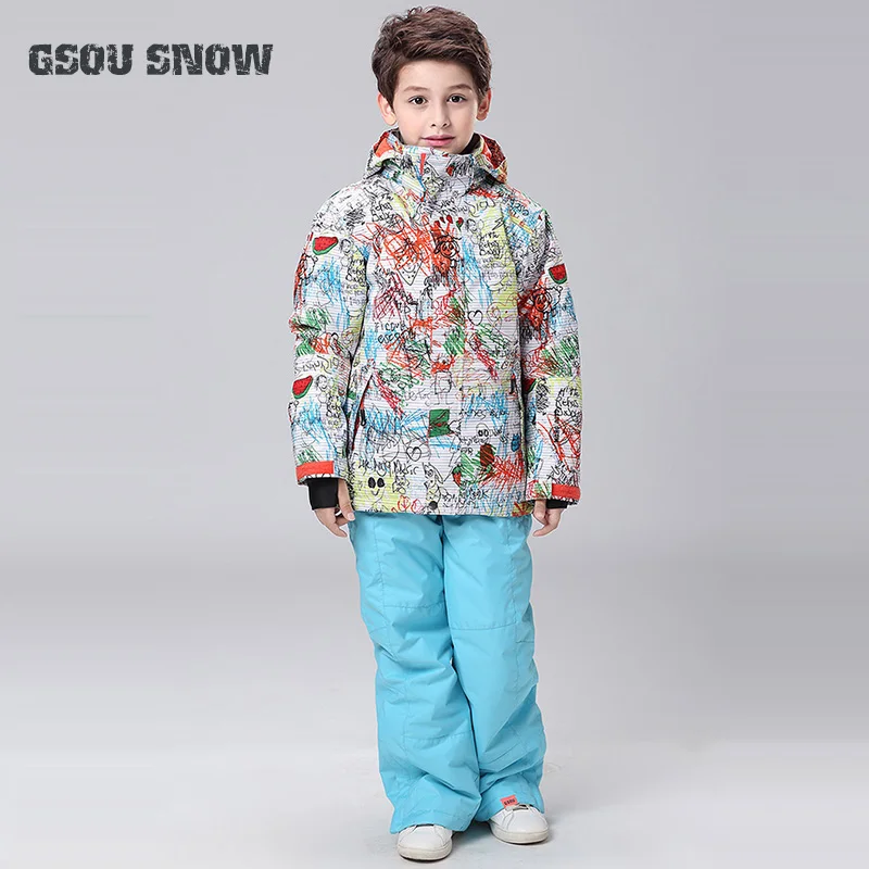 Лыжный костюм GSOU для мальчиков зимний уличный теплый сноуборда ветрозащитные
