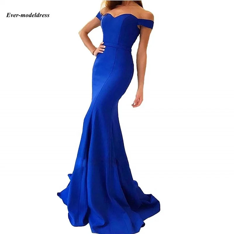 

Off Shoulder Prom Dresses Mermaid 2021 Zipper Back Sweep Train Wedding Guest Dresses Formal Party Gowns Vestidos De Festa Cheap