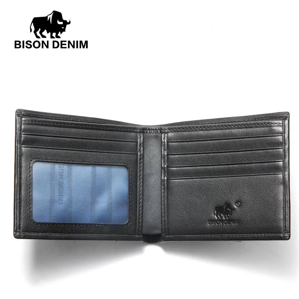 BISON DENIM новинка мужской кошелек из коровьей кожи для визиток денег кошельки