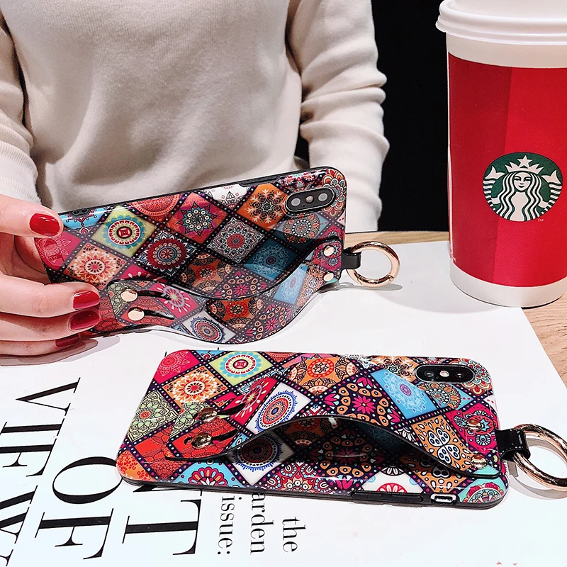 Чехол для телефона в стиле ретро iphone XS Max X XR 6 S 7 8 Plus роскошный ремешок на запястье