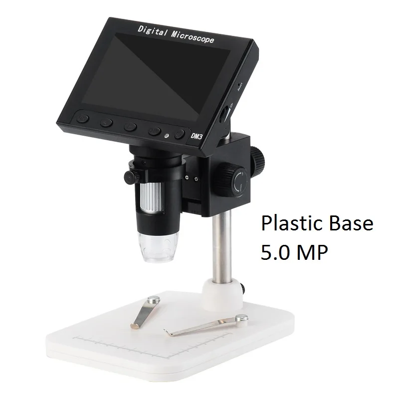 5.0 MP Plastic Base 1000X цифровой микроскоп 2,0 5,0 МП электронный видео микроскоп 4,3 дюймов дисплей с 8 светодиодный стенд для ремонта материнской платы - Цвет: 5.0 MP Plastic Base