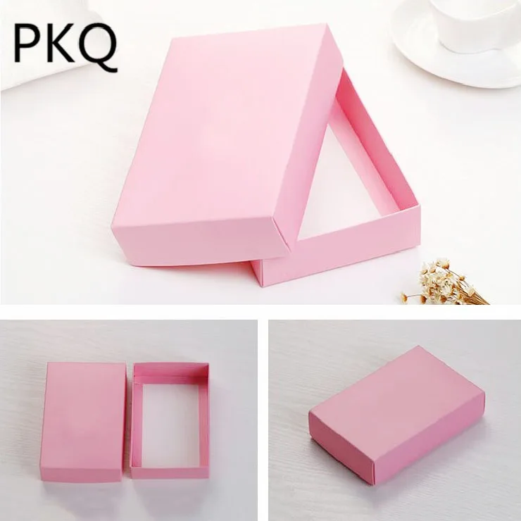 20 шт./лот розовая Подарочная коробка большая белая бумажная упаковка для