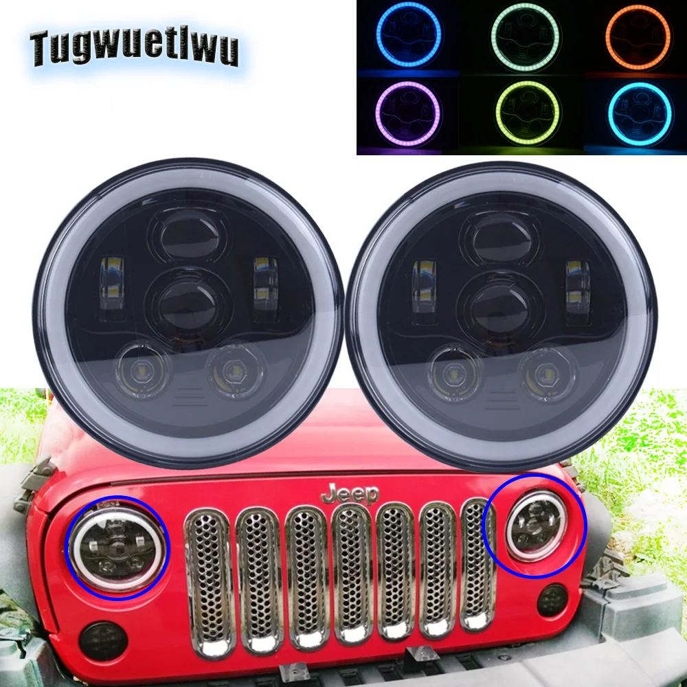 Светодиодная фара для внедорожника 4x4 уровня 7 дюймов RGB Bluetooth управление lada urban niva