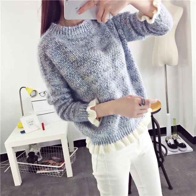 Женский вязаный свитер новинка 2021 модные топы с длинными рукавами и круглым
