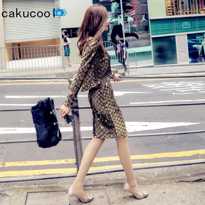 Новая золотая юбка с блестками Cakucool комплект из 2 предметов весенний топ круглым